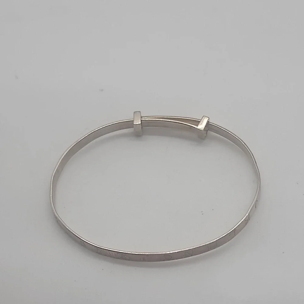 Sterling silver 925 w/ diamond accent Alphabet Baby bracelet‎ gift